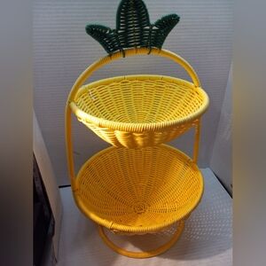 Ciroa Tier Summer Pineapple Resin Wicker Rattan Woven Fruit Vegetable Basket